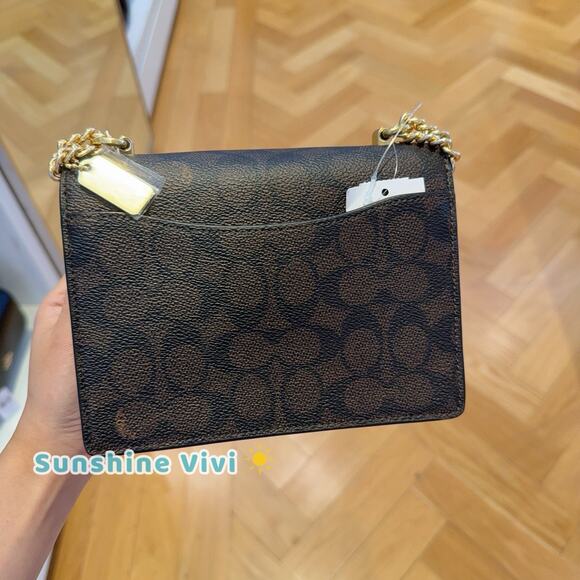 NWT Coach Mini Klare Crossbody Signature Canvas Bag CW206 Gold/Walnut/Black - Picture 3 of 10